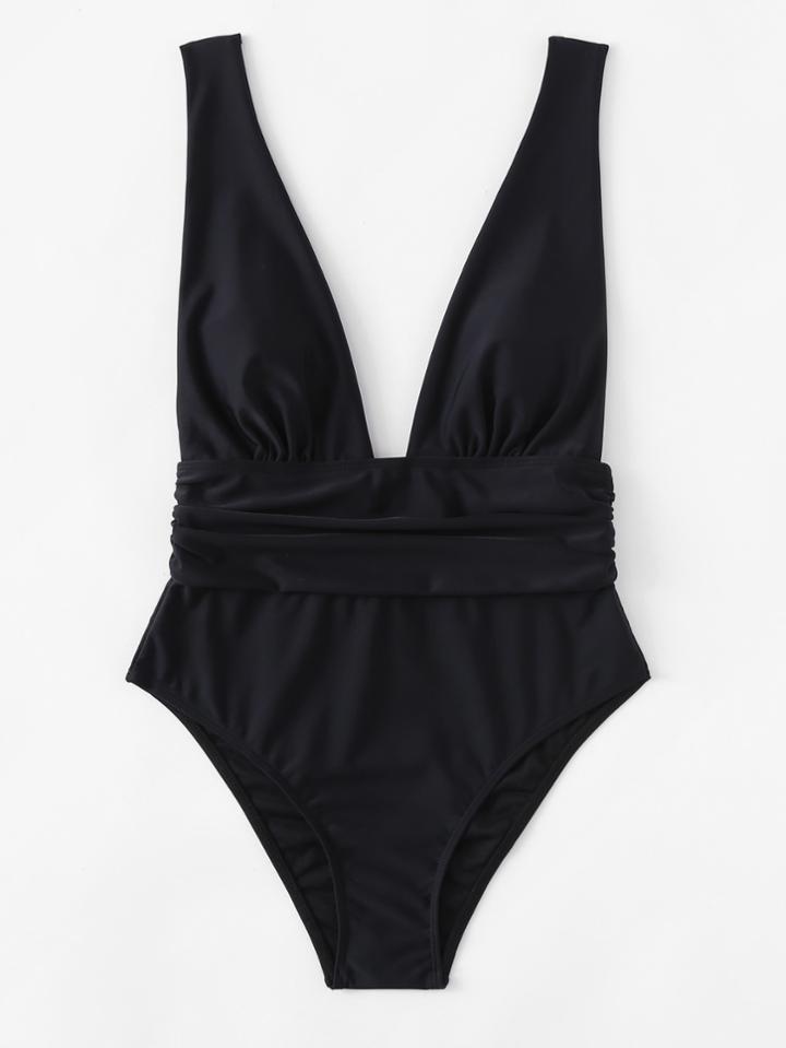 Romwe Plunge Neckline Swimsuit