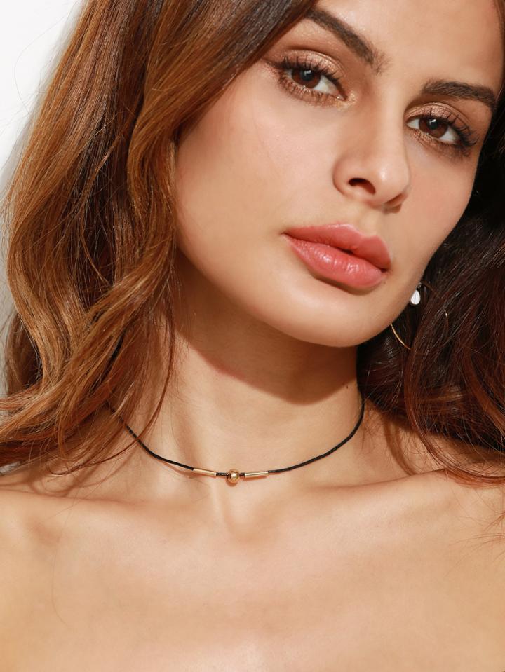 Romwe Black Geometric Delicate Choker Necklace