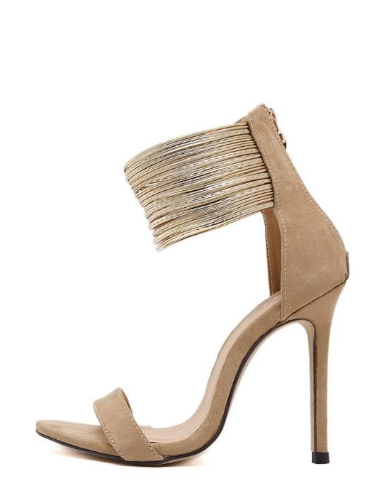 Romwe Apricot Open Toe High Stiletto Sandals