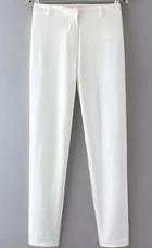 Romwe Slim Chiffon White Pant