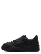 Romwe Black Round Toe Plastic Rivet Lace Up Sneakers