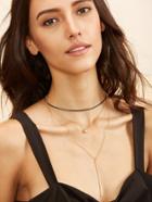 Romwe Gold Layered Bar Pendent Rhinestone Choker Necklace