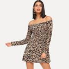 Romwe Off-shoulder Leopard Dress