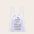 Romwe Slogan Print Backpack With Drawstring