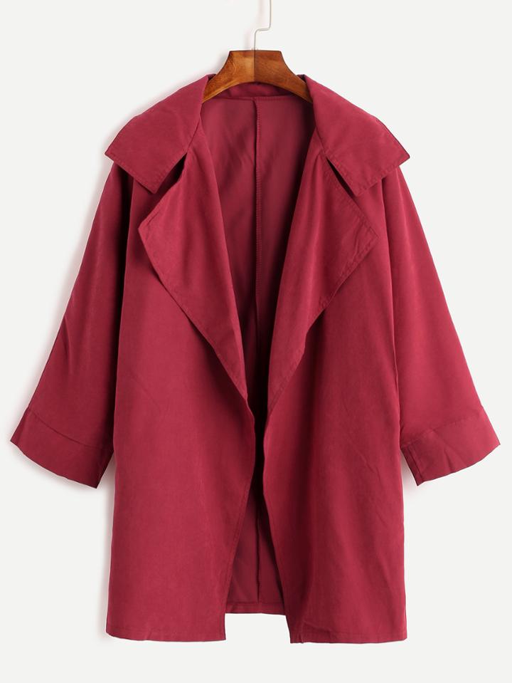 Romwe Burgundy Cocoon Duster Coat