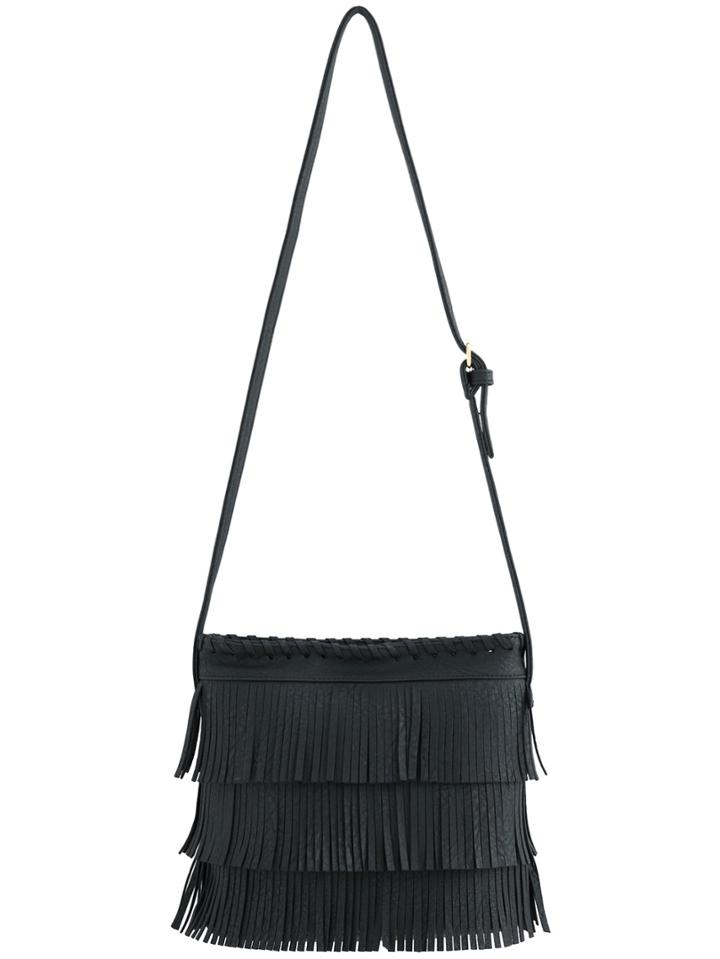 Romwe Black Tassel Plait Pu Bag