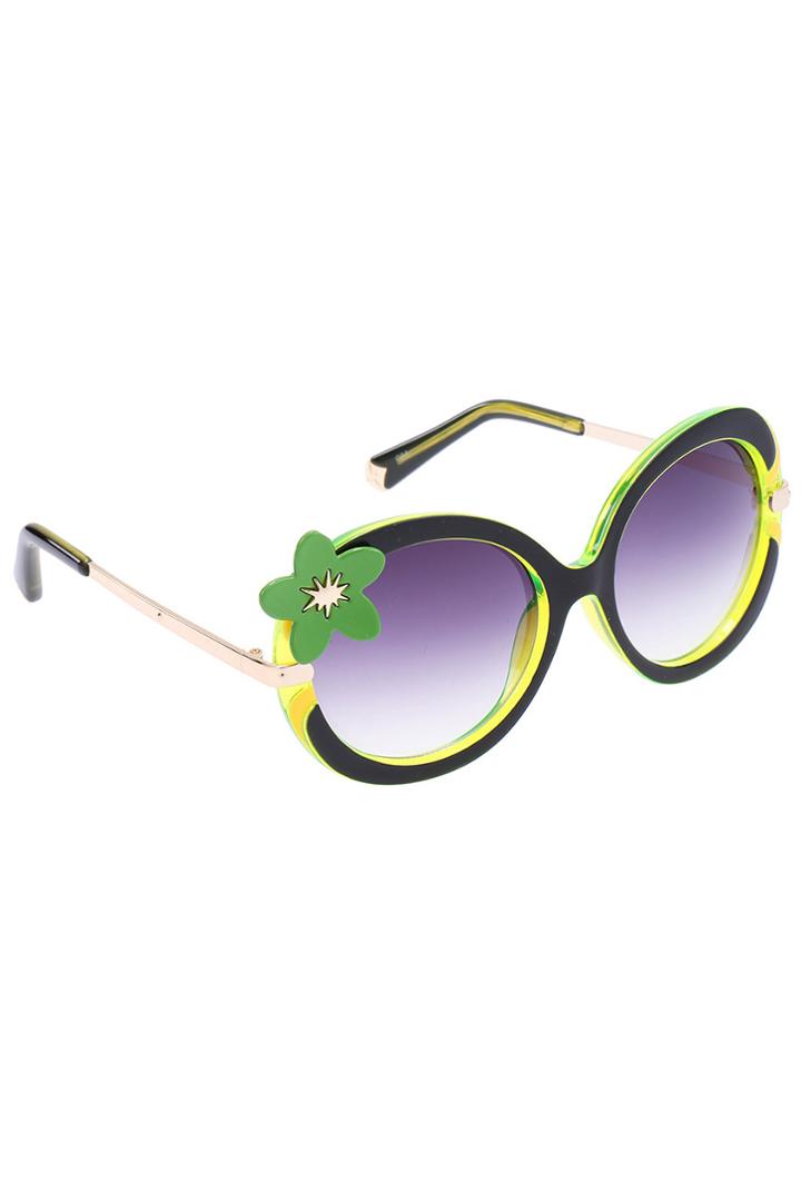 Romwe Romwe Flower Embellished Round Sunglasses