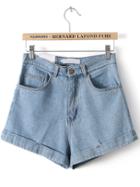 Romwe High Waist Vintage Denim Shorts