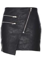 Romwe Zippered Wrap Up Pu Skirt