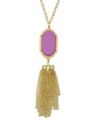 Romwe Purple Stone Tassel Pendant Necklace