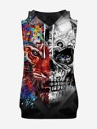 Romwe Men Tiger Print Hooded Sweatshirt