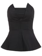 Romwe Strapless Peplum Hem Black Vest