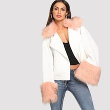 Romwe Faux Fur Embellished Jacket