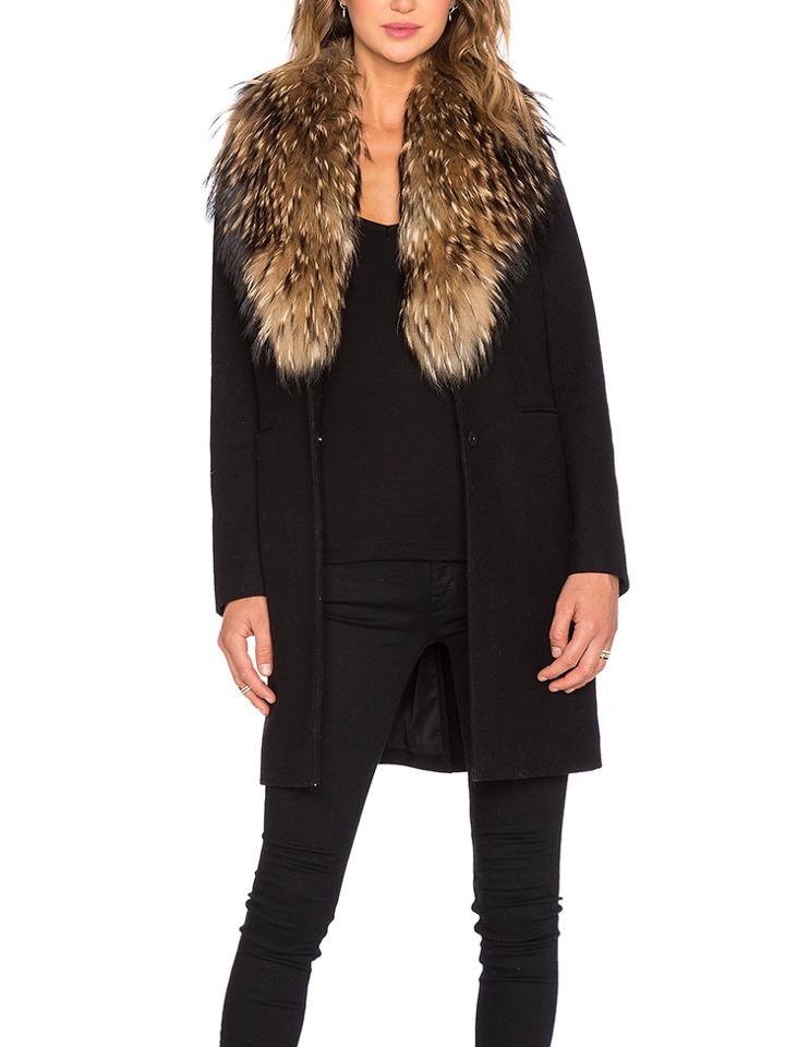Romwe Black Long Sleeve Faux Fur Coat