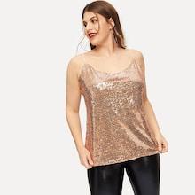 Romwe Plus Sequin Cami Top