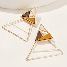 Romwe Triple Layered Triangle Drop Earrings 1pair