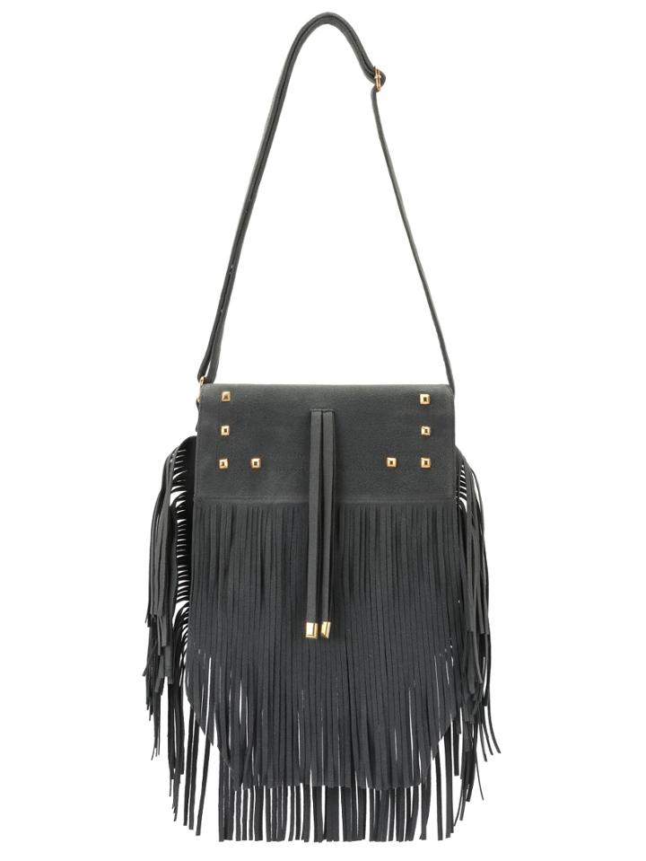 Romwe Grey Zipper Tassel Rivets Bag