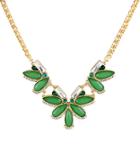 Romwe Green Drop Gemstone Gold Chain Necklace