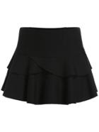 Romwe Elastic Waist Layered Skirt