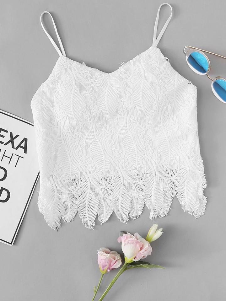 Romwe Lace V Neckline Cami Top