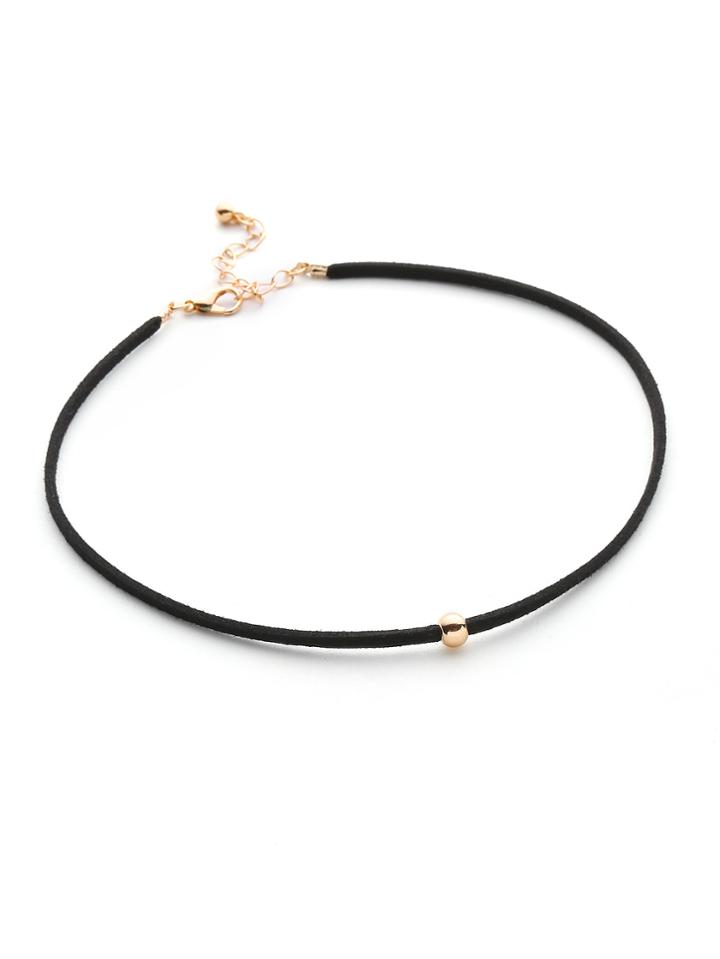 Romwe Metal Ball Embellished Velvet Choker