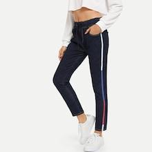Romwe Drawstring Waist Waist Jeans