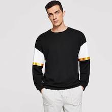 Romwe Guys Tape Insert Pullover