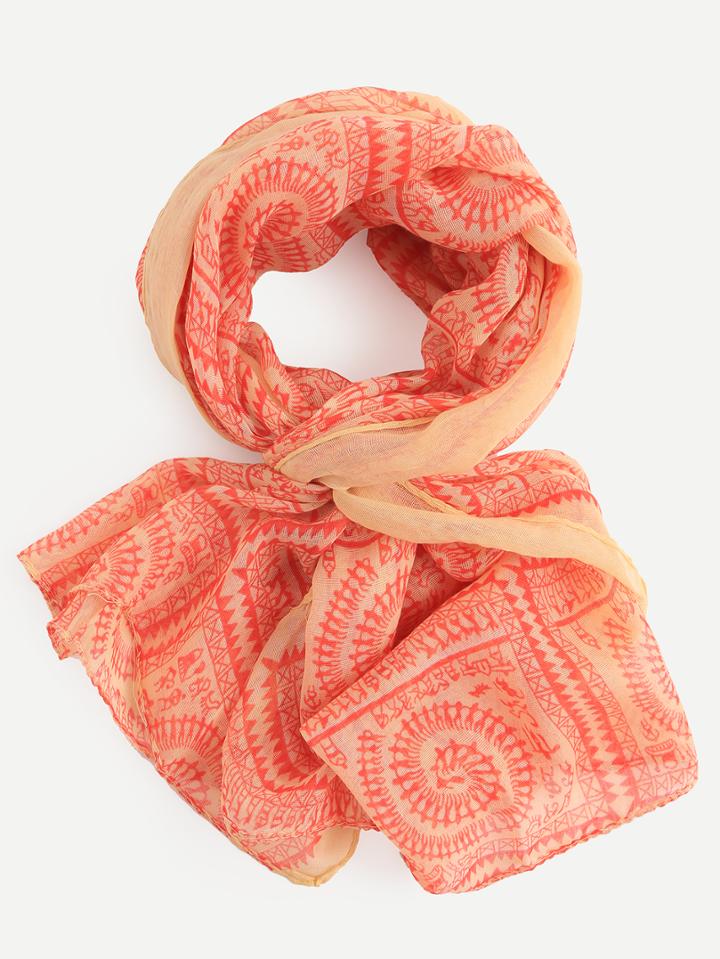 Romwe Orange Spiral Print Scarf