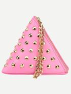 Romwe Pink Studded Triangle Chain Strap Wristlet