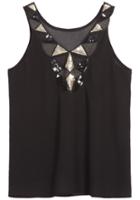Romwe Sequined Embellishment Neckline Black Vest