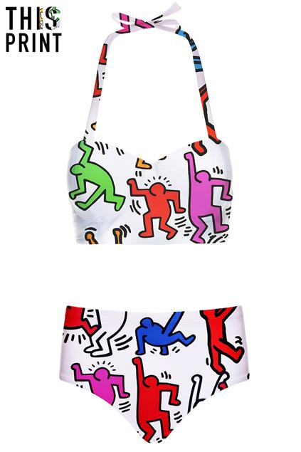 Romwe This Is Print Sport Body Print Bikini