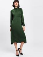 Romwe Frill Neck High Waist Midi Dress