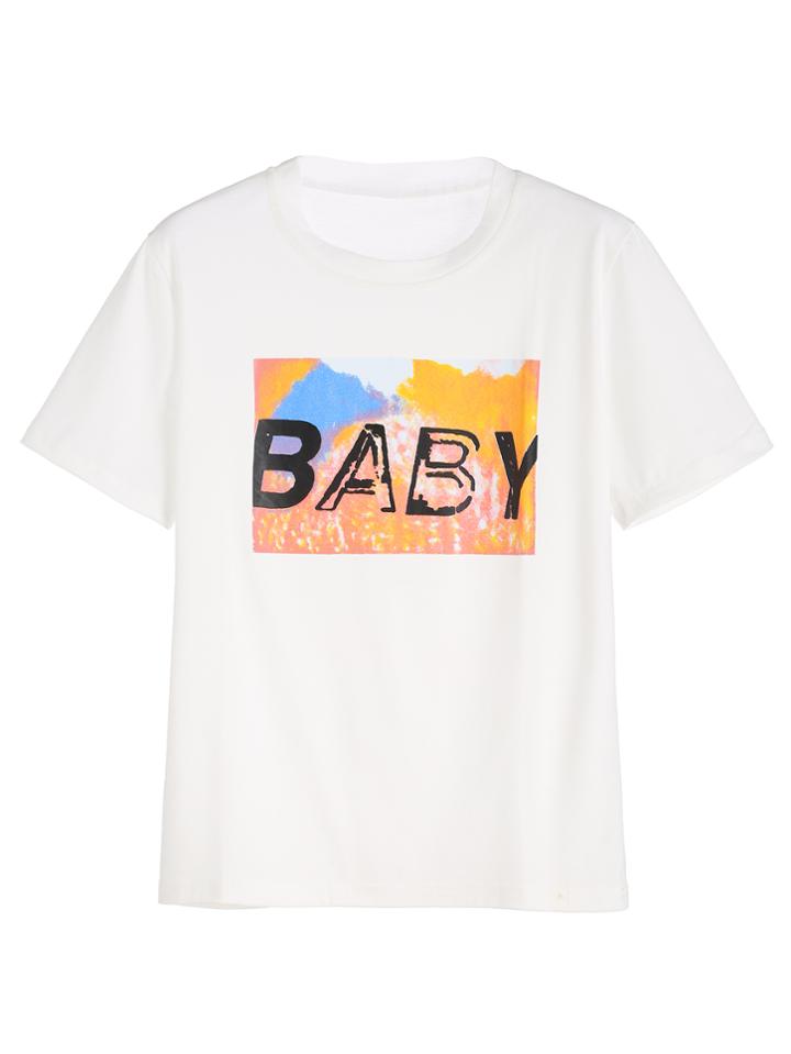 Romwe White Contrast Letter Print T-shirt