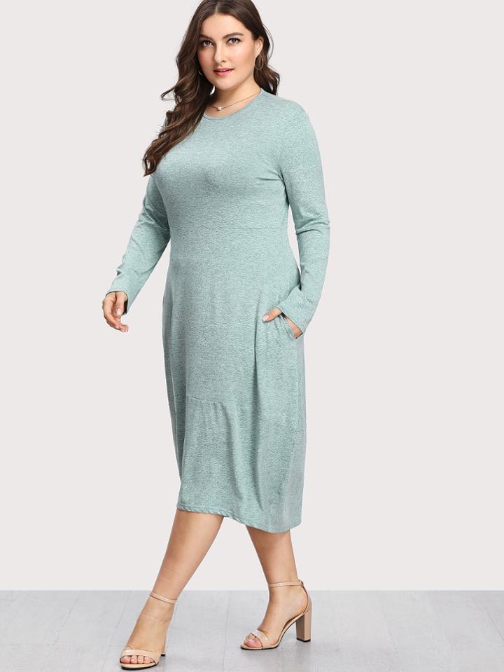 Romwe Hidden Pocket Dip Hem Dress