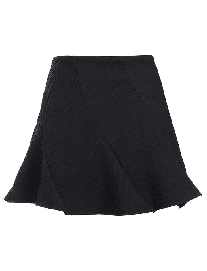 Romwe With Zipper Pleated Black Skirt