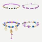 Romwe Heart Decorated Beaded Bracelet Set 4pcs