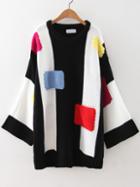Romwe Color Block Drop Shoulder Loose Sweater