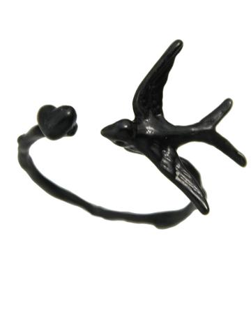 Romwe Black Bird Shape Cuff Rings