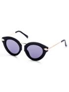 Romwe Black Chunky Frame Metal Arm Cat Eye Sunglasses