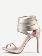 Romwe Gold Strappy Ankle Cuff Sandals