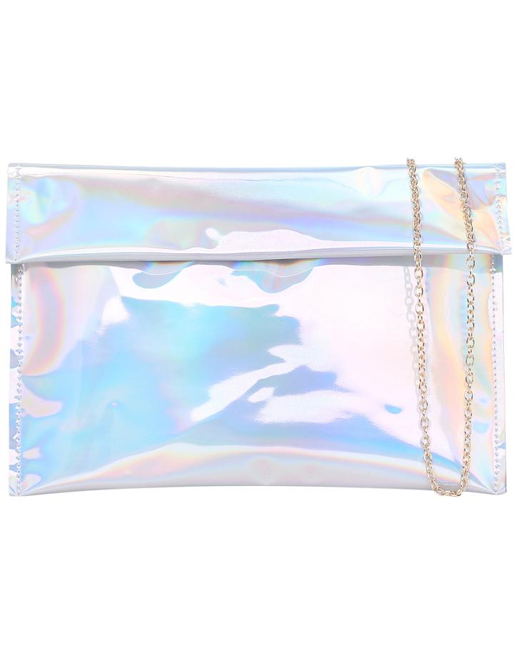 Romwe Silver Magnetic Chain Shoulder Bag
