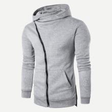 Romwe Men Solid Split Side Hooded Sweatshirt