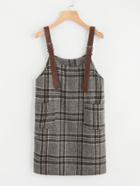 Romwe Dual Pocket Houndstooth Pinafore Dress