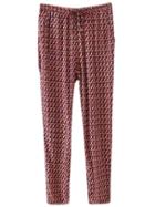 Romwe Red Pockets Elastic Waist Wave Print Pants
