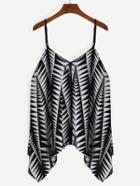 Romwe Spaghetti Strap Geometric Print Asymmetrical Cami Top