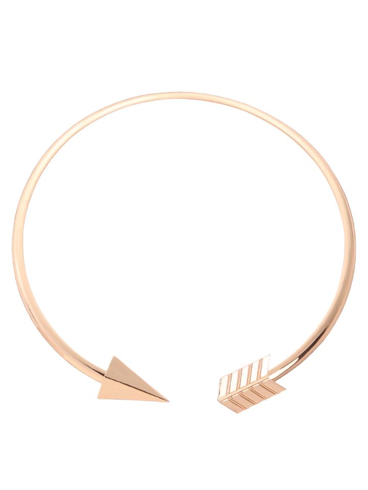 Romwe Golden Arrow-shaped Open Cuff Choker Necklace