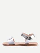 Romwe Metallic Flat Sandals