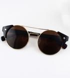 Romwe Brown Lenses Gold Round Sunglasses
