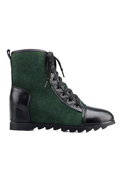 Romwe Color Block Pu Panel Boots