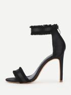Romwe Raw Trim Detail Satin Stiletto Heeled Sandals